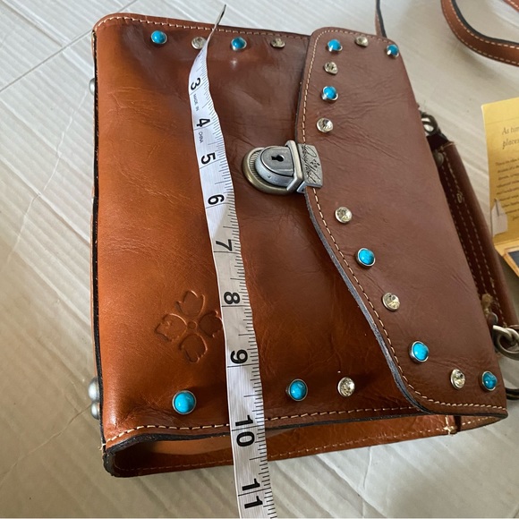 Patricia Nash Simona leather crossbody bag turquoise and diamond beaded - Picture 13 of 15